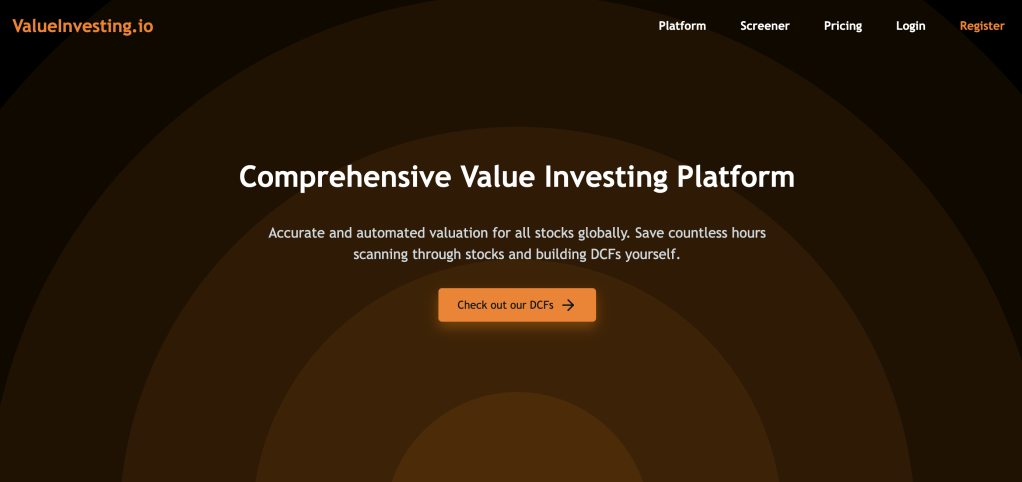 ValueInvesting.io homepage.