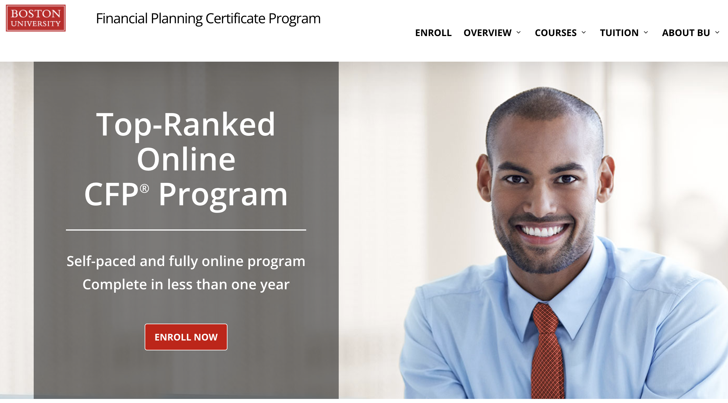 Homepage for the Boston University Financial Planning Certificate Program.