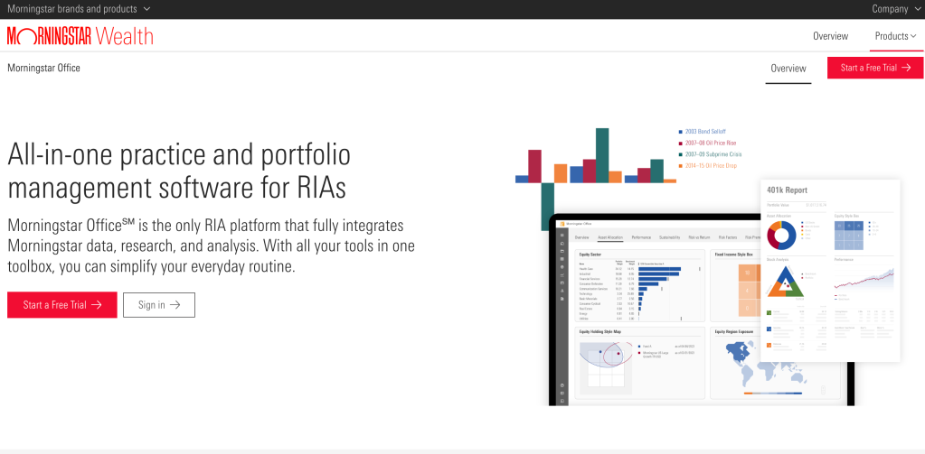Morningstar Office is portfolio management software program designed for RIAs.