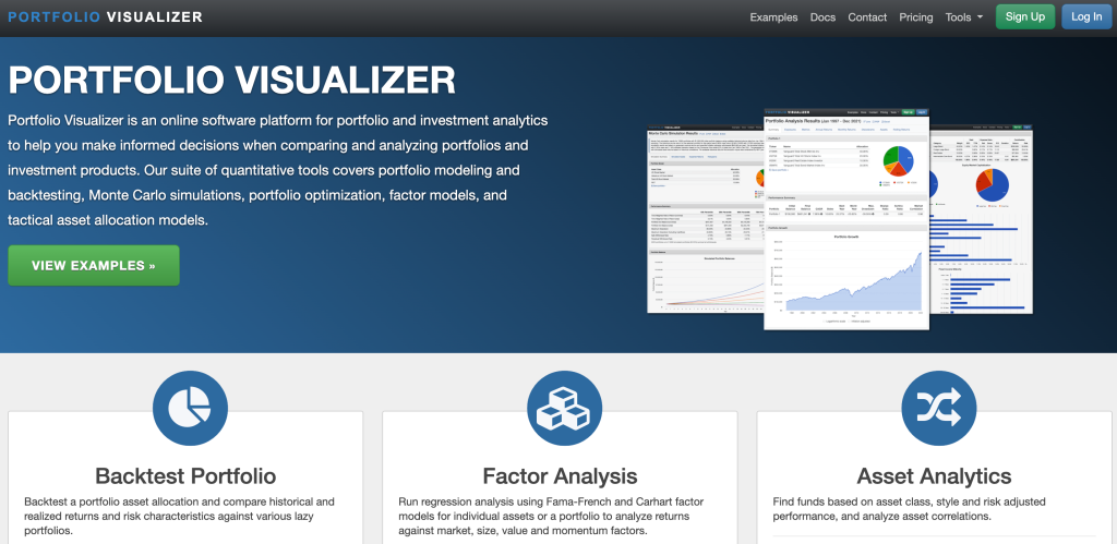 Portfolio Visualizer is another stand-alone option for advisors who want to be able to generate visual models and reports for clients.