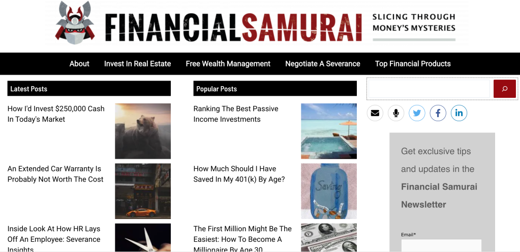 Financial Samurai: Investing Blogs Advisors Should Read