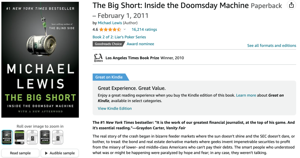 Books for Stock Traders: “The Big Short: Inside the Doomsday Machine” by Michael Lewis