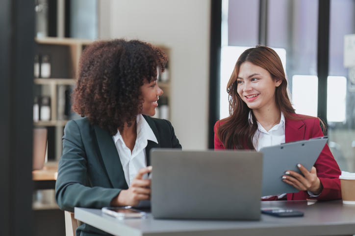 Financial advisors working together to create an effective marketing plan.