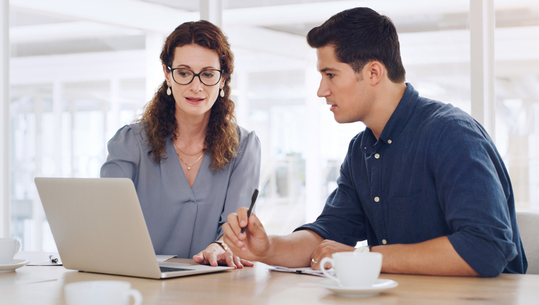 A couple researching different types of conservatorships.