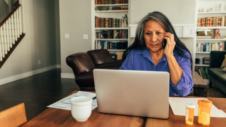 A woman calls the Social Security Administration about her benefit.