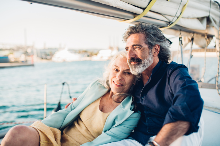 A couple near retirement reflecting on the ways that they have built their wealth.