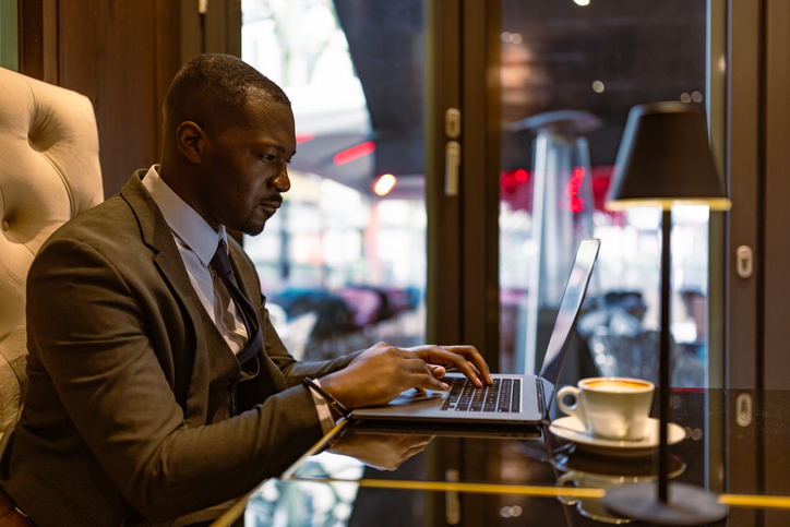 An investor looking up the performance of his investments.