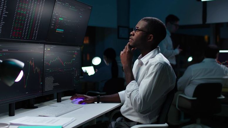 A hedge fund analyst studies price charts.