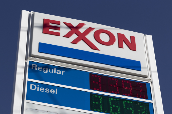 An Exxon gas station sign.