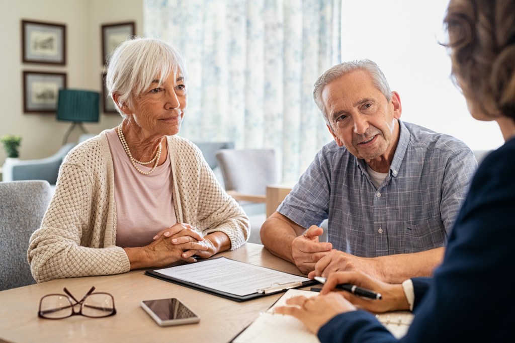 A senior couple creating an estate plan.