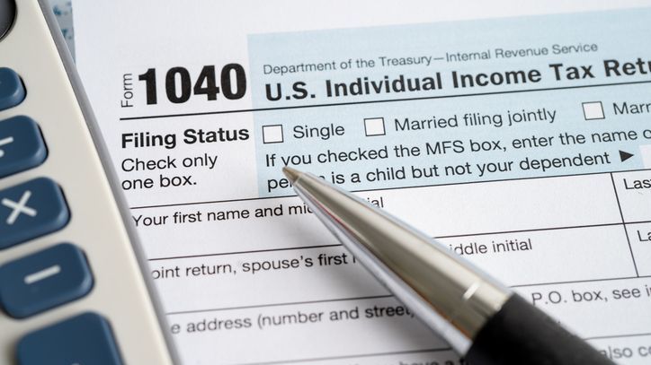 A closeup of Form 1040.