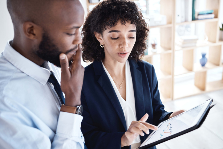 A couple reviewing their financial plan.