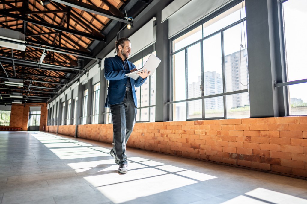 A real estate investor inspecting a commercial property.