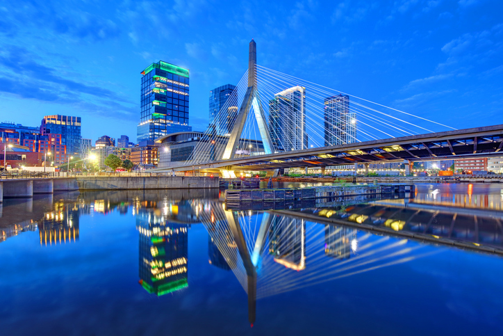The Leonard P. Zakim Bunker Hill Memorial Bridge over the Charles River in Boston.