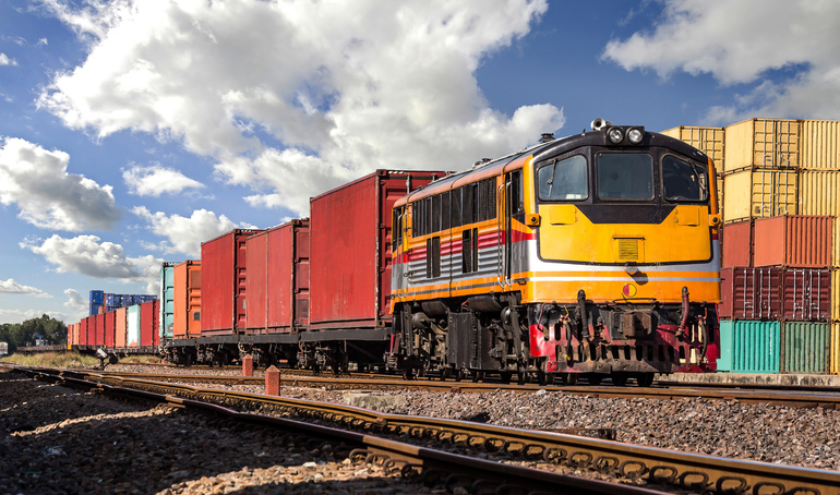 A freight train transporting cargo.