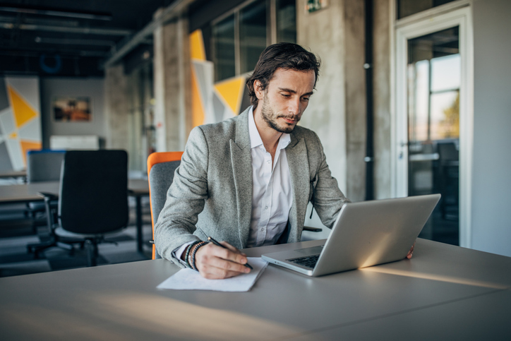 An investor reviewing his investment portfolio.