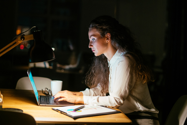 An investor reviewing her portfolio.