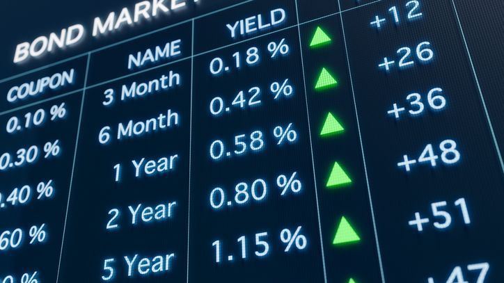 An electronic bond market board.
