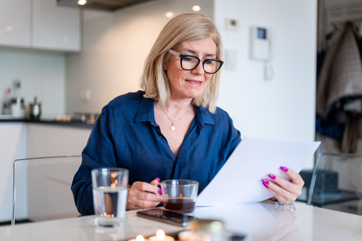 A woman reviewing updates that were made to her estate plan.