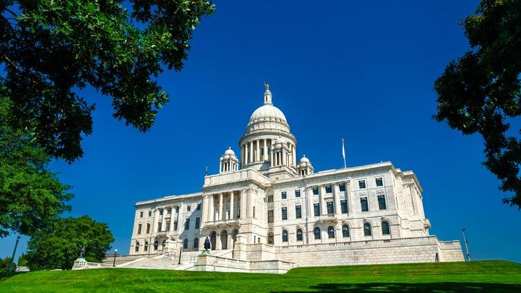 The Rhode Island State Capitol building in downtown Providence.