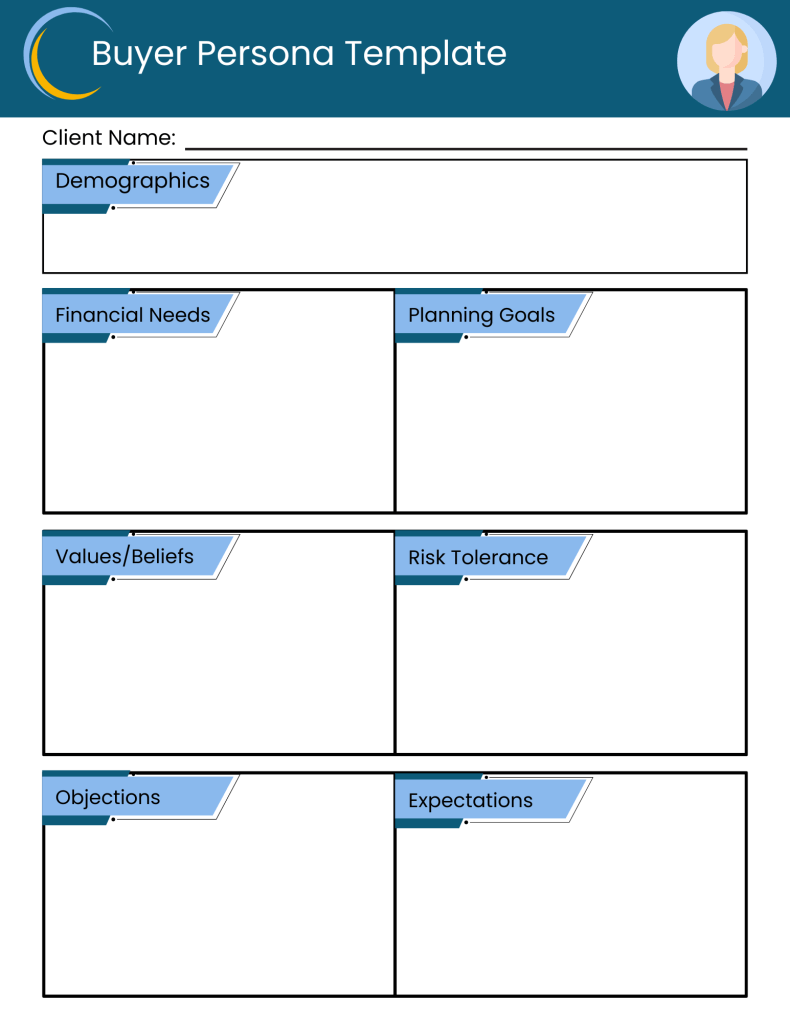 A financial advisor buyer persona template.