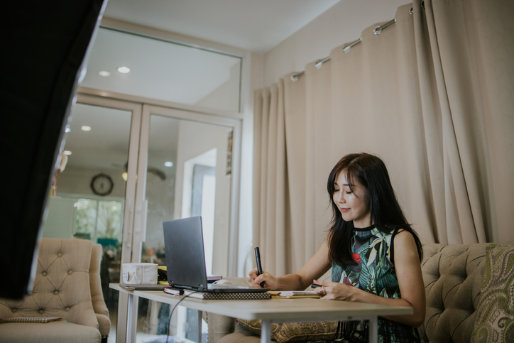 An investor reviewing her portfolio.
