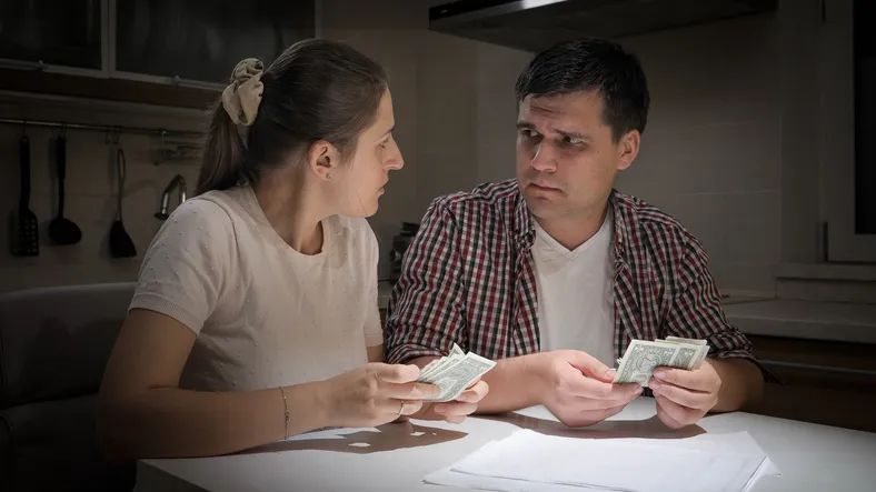 A couple dividing marital debt.