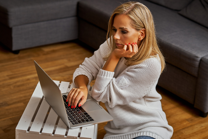 A woman reviewing a tax plan.