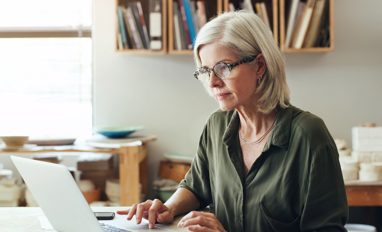 A business partner preparing her taxes.