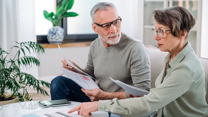 A couple works on their tax return together.