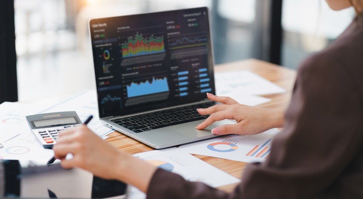 An investor checking her investments.