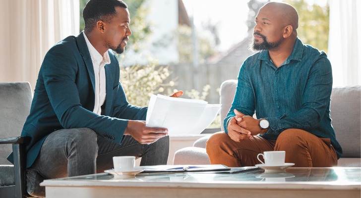 A financial advisor discussing a retirement strategy with a client.