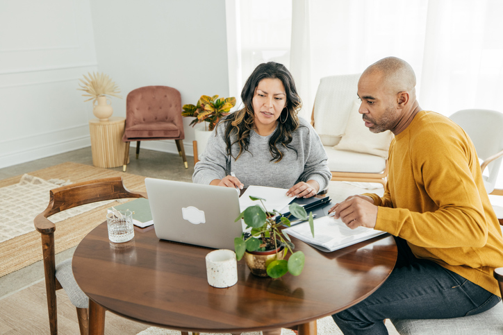 Homeowners reviewing tax deductions.