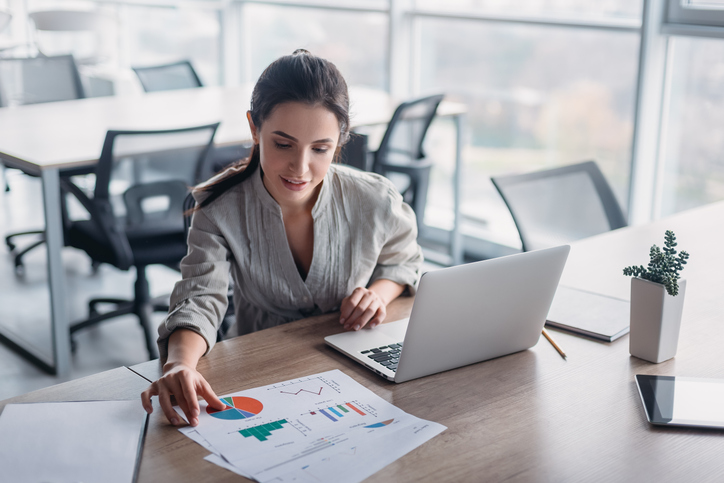 A financial advisor in her office.