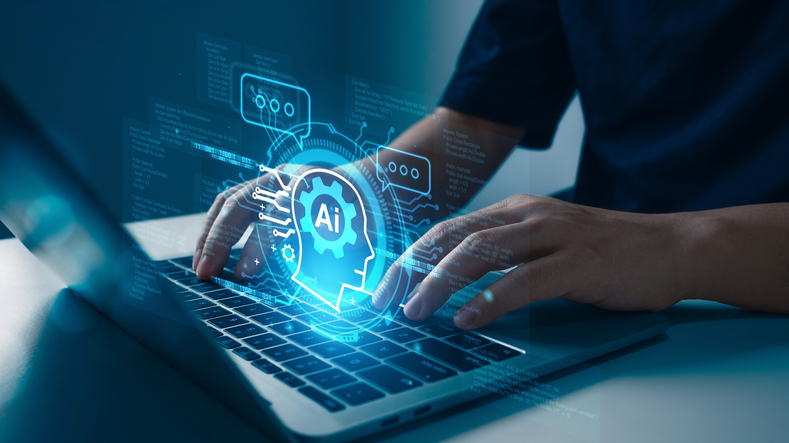 Businessman using a laptop.